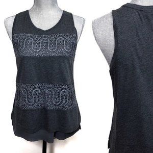 J. Crew Gray Ruffled Hem Lace Racer Back Tank Top Business Casual Size Small